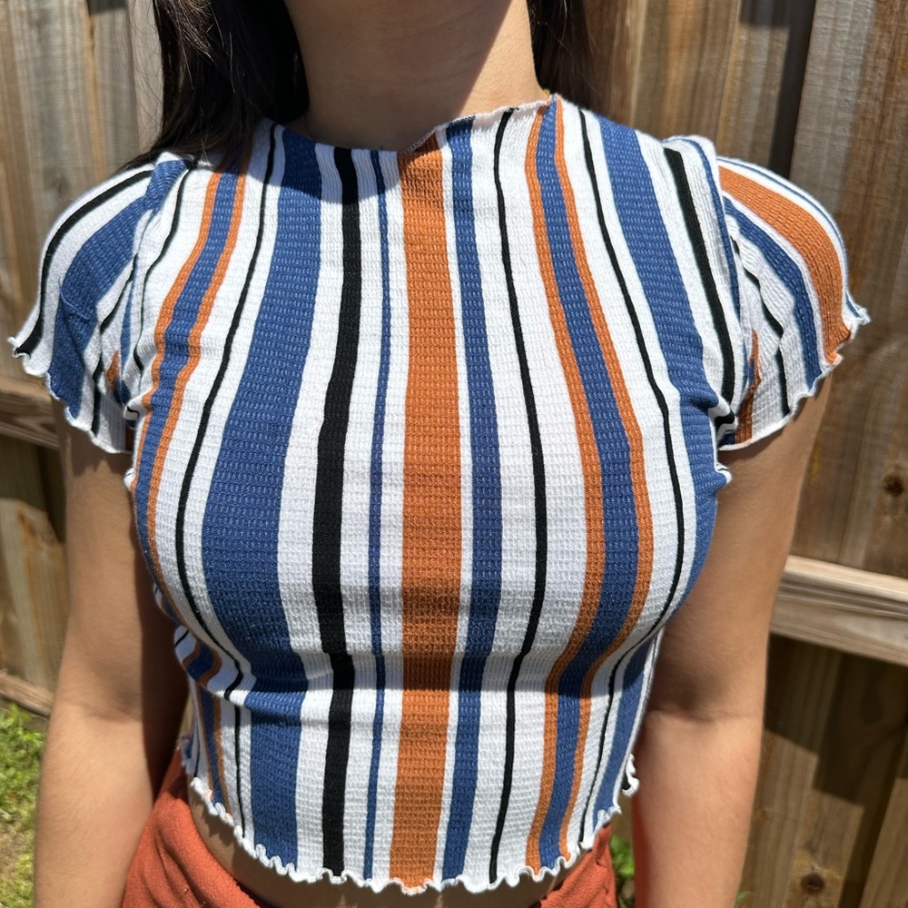 Striped Blue and Orange Women's Top